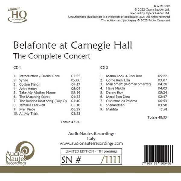 Harry Belafonte At Carnegie Hall