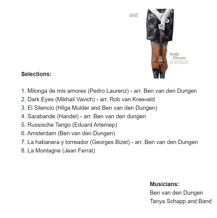 Ben Van Den Dungen, Tanya Schaap & Band – Tango Extremo