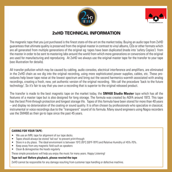 2xHD Tape Specification