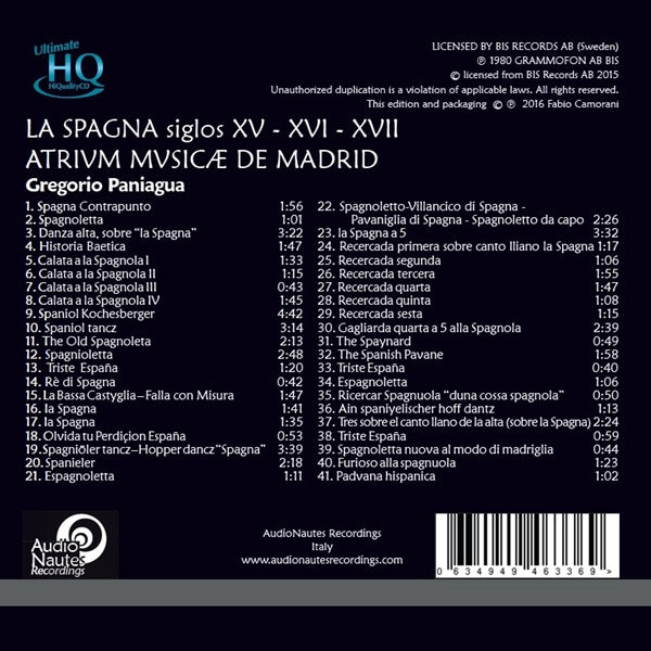 La Spagna - Gregorio Paniagua XV-XVI-XVII Centuries: Atrium Musica De Madrid