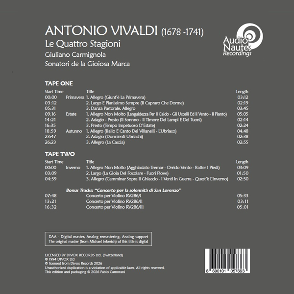 Antonio Vivaldi - Le Quattro Stagioni [2xReel Tapes]