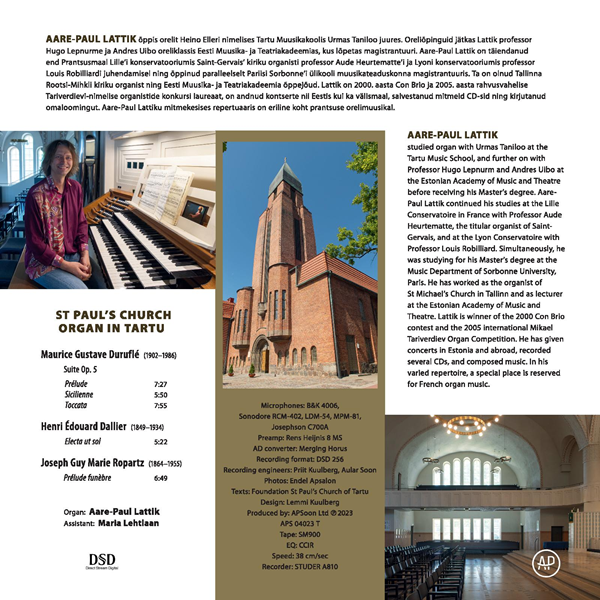Aare-Paul Lattik - St Paul’s Church Organ in Tartu