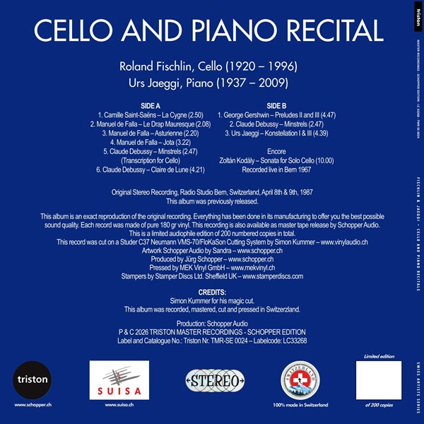 Roland Fischlin und Urs Jaeggi - Cello und Piano Recital